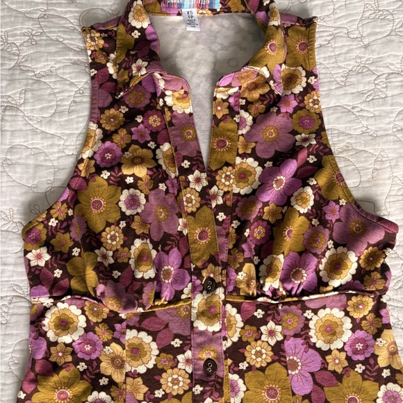 Urban Outfitters Button up Dress—Purple and Yellow - Picture 3 of 4